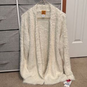 Cozy White Fuzzy Cardigan